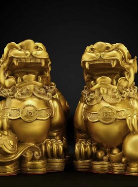 铜貔貅摆件黄铜皮丘大号一母客厅玄关装饰工艺品店铺开业礼品