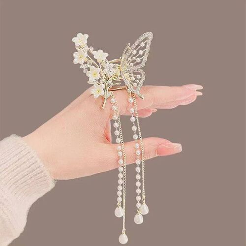 Super Fairy Butterfly Tassel Grab Pearl Tassel Hair Claws Rh