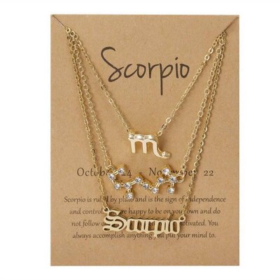 3pcs set Zodiac women necklace Personality new gift couple