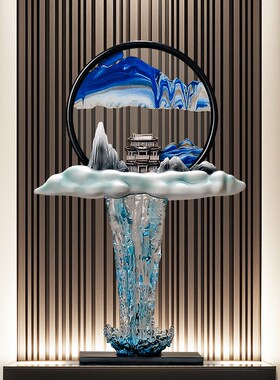进门走廊壁龛细高流水生财假山流沙画摆件客厅玄关造景装饰工艺品