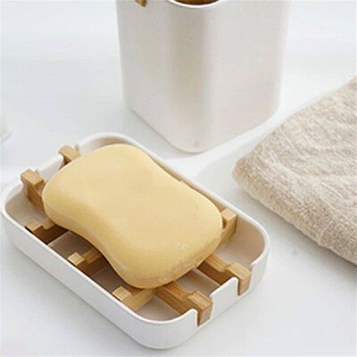 Soap Dish Bamboo Self-draining Soap Dishes Plate Tray Rack