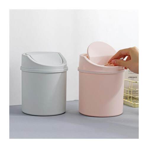 Mini Desktop Bin Small Trash Can Tube with Cover Bedroom Tra