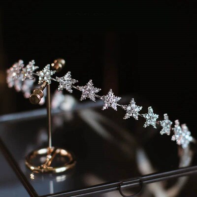 Handmade Crystal Star Hairbands Ribbon Bridal Headband Rhine