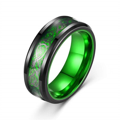 Fashion Black Tungsten Wedding Celtic Dragon Rings For Men I