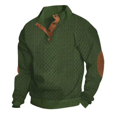 25 European Size Mens Outdoor Casual Stand llar Jacquard Kn