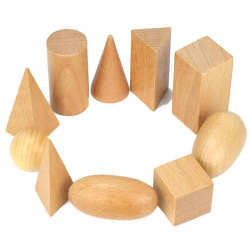 10Pcs/Set Wooden 3D Geometric Solids Learning Aids Kids Math