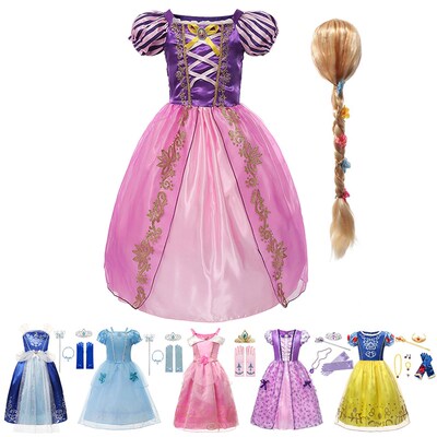 Disney Girls Rapunzel Princess Dress Costume for Girl Kids C