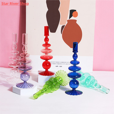 1pc Glass Vases Clear Flower Vase Candle Holders for Wedding