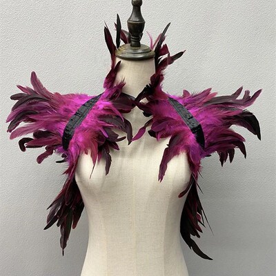 Natural Feather Shrugs Shawl For Women Cosplay Black Hallowe