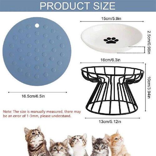 Cat Bowl-Raised Food Bowl Elevated Cat Feeder Bowl Stand