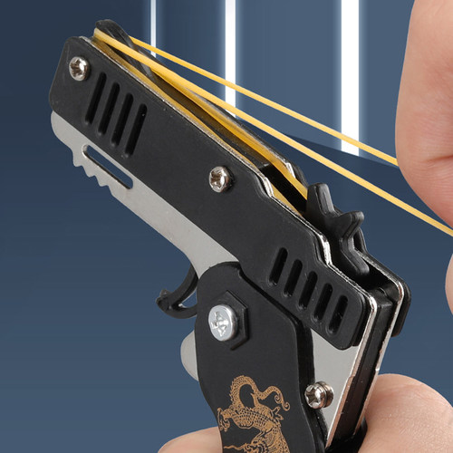 1PCS Keychain Gun Elastic Leather Rubber Band Gun Shooting P