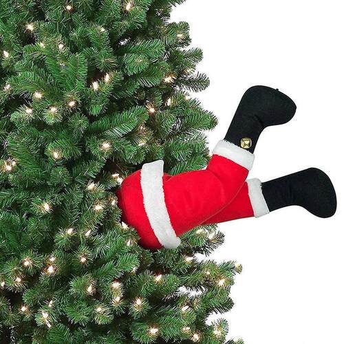 Santa Claus Legs Christmas Tree Decoration Plush Door Decor