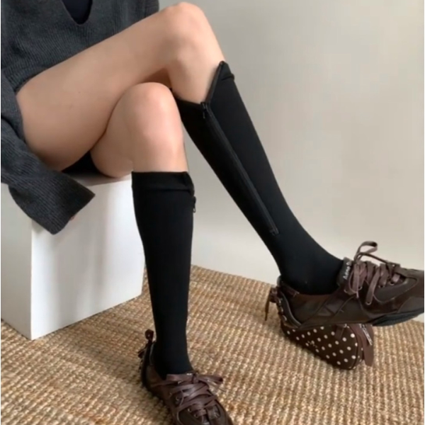 NEWOK运动骑行压力袜套塑形袜子压力袜拉链长筒袜户外小腿弹力袜