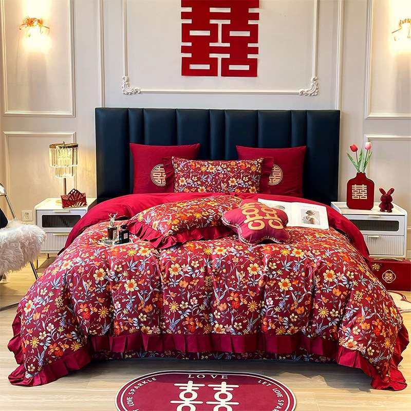 新品长绒棉数码印花婚庆婚礼喜庆居家舒适透气四件套多件套,3C数码配件,其它配件,淘宝优惠券,粉丝福利购,淘宝优惠卷