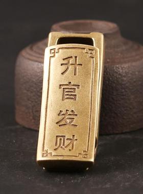 手工黄铜摆件工艺品雕刻升官发财复古棺材摆件迷你手把件地摊爆款