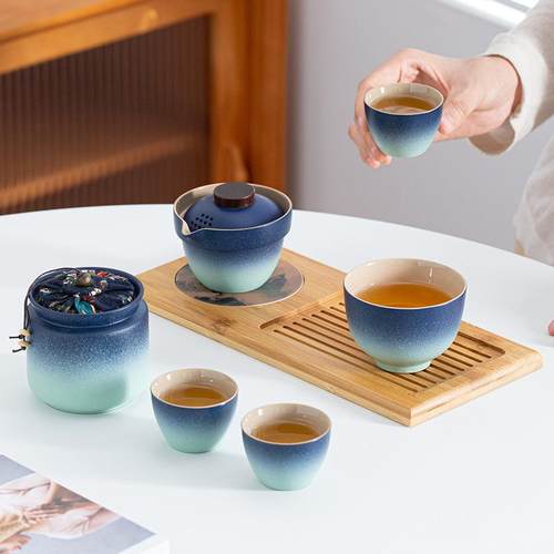 旅行茶具快客杯一壶三杯便携式户外功夫茶具小套装泡茶器广告礼品