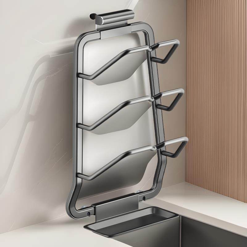 锅盖架免打孔壁挂式厨房大菜板放置器置物架收纳家用多层砧板架子