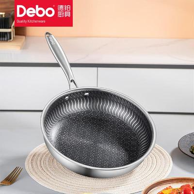 Debo德铂DEP-DS399加塞尔不锈钢煎锅28cm蜂窝纹路不沾锅