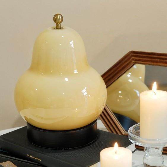 中古法式奶油梨子台灯卧室床头书房客厅充电触摸便携氛围小夜灯