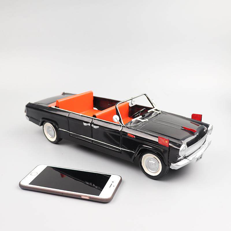 红旗敞篷轿车模型复古手工艺品酒吧橱窗收藏摆设客厅怀旧装饰摆件