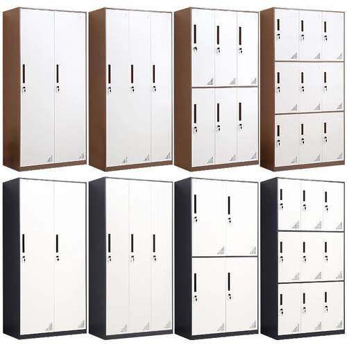 杭州钢制套色更衣柜铁皮员工存包柜带锁加厚咖色灰色储物柜多门柜