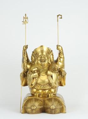 纯黄铜大黑天摆件创意中式家居送礼玄关办公室装饰工艺品