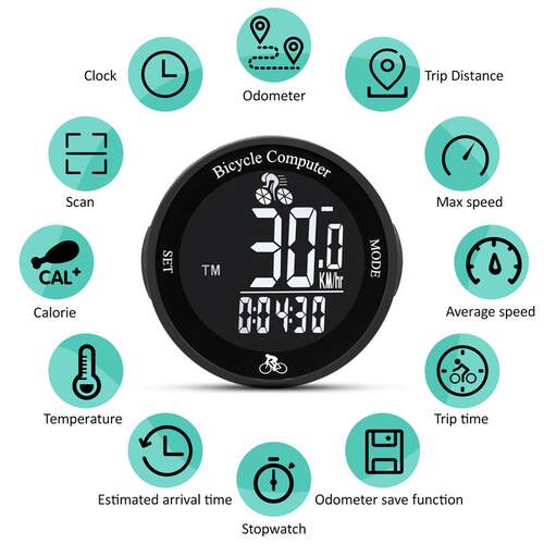 Wireless Bike Computer Waterproof Bicycle Odometer Multi Fun