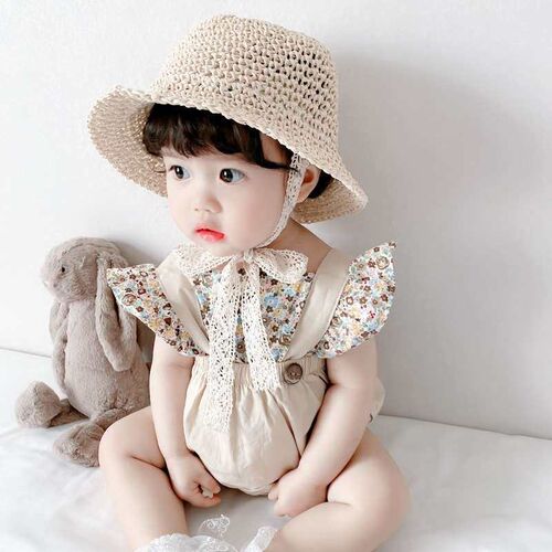 Baby Summer Female Baby Floral Short-sleeved Wrap Fat Suit O