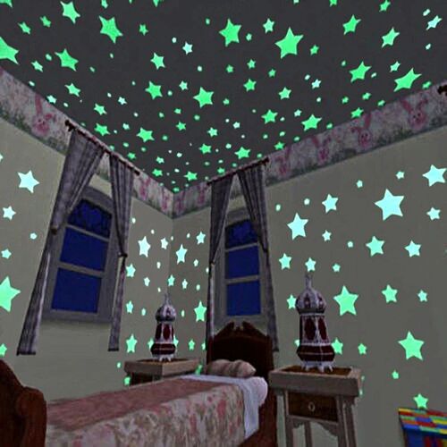 100Pcs 3D Star Wall ers Glow In The Dark Energy Storage Fluo