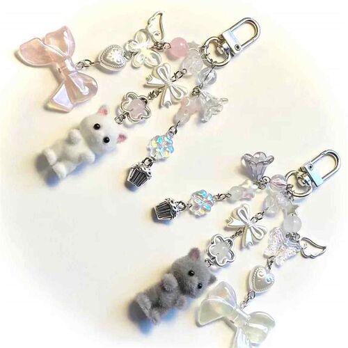 Calico critters persian cat twins keychains