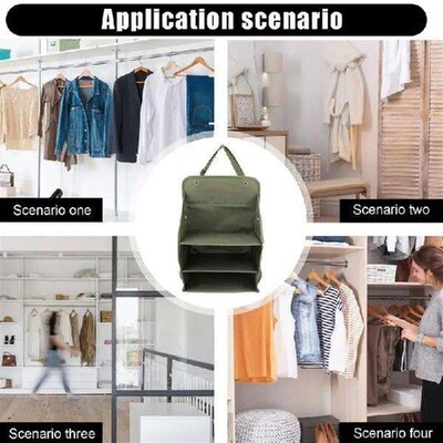 Clothes Storage Bag 3-Layer Organizer Bag With Side Pockets