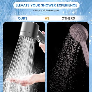 Shower head with handheld filter, high pressure water flow a