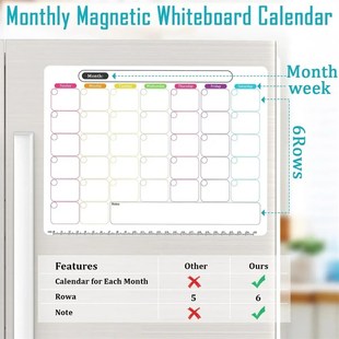 Fridge Magnetic Whiteboard Calendar Dry Erase Calendar for R