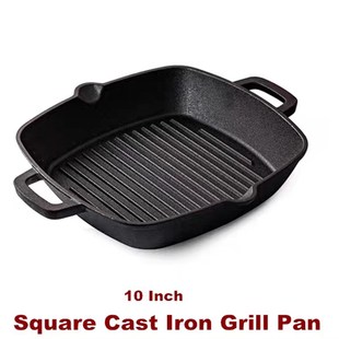 26cm Square Cast Iron Grill Pan Steak Pan Grilling Cooking