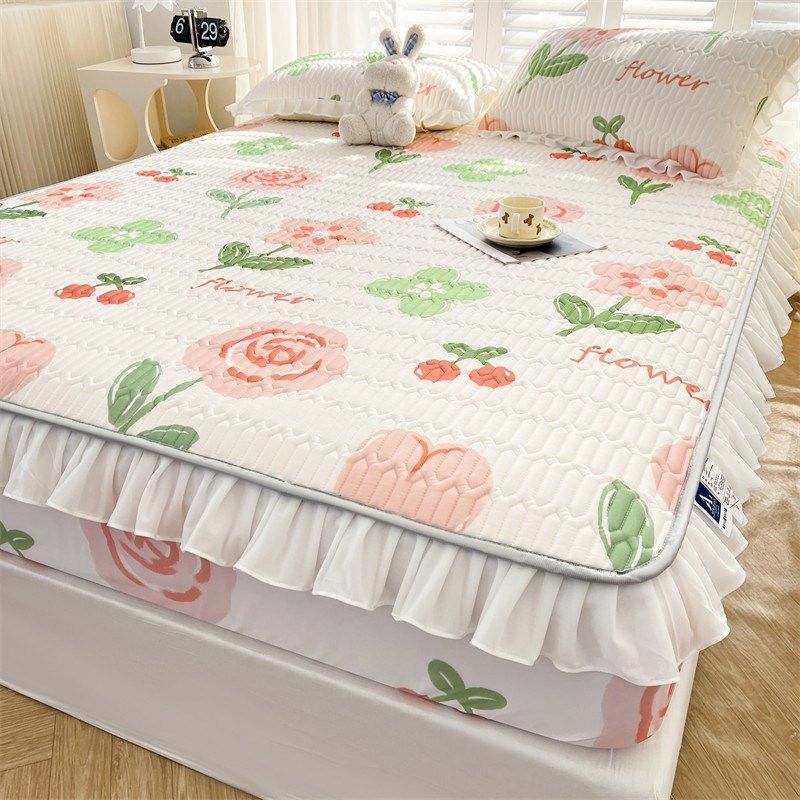 类乳胶凉席花边床笠三件夏季冰丝凉感裸睡空调席可机洗软席子,床上用品,乳胶席,淘宝优惠券,粉丝福利购,淘宝优惠卷