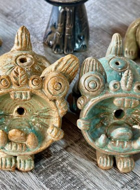 瓦猫云南手工陶瓷猫倒流香摆件猫创意礼品开业小摆件卧式瓦猫