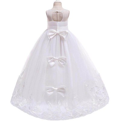 Tailing Girls Christmas Dress Costume White Bridesmaid Kids