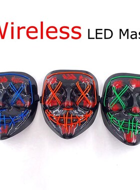 Topeng Neon Halloween nirkabel topeng Led Masque Masquerade