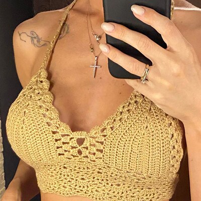S - XL 9 Colors  Hollow Out Beach Top Crochet Knitted Bikini