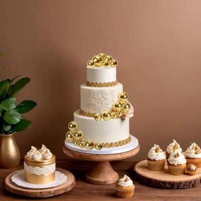20-Piece Mini Balloon Cake Topper Decorations with Gold Ball