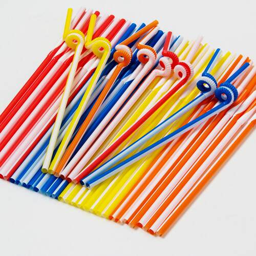 100pcs Disposable DIY flexible straw Colorful art straws