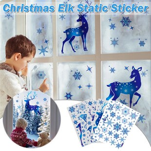 Christmas Window Glass er Elk Snowflake Wall ers Xmas Decora