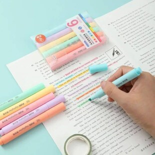 6Pcs/set Pastel Color Macaron Highlighter Pen Marker Pens Fl