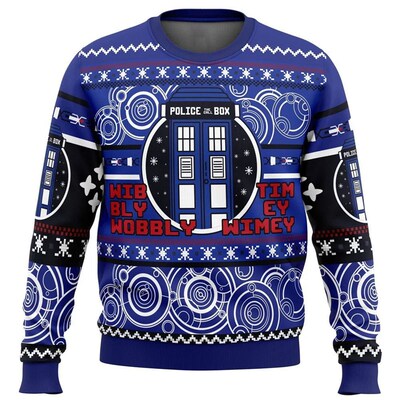 Doctor Who Tardis Ugly Christmas Sweater Gift Santa Claus Pu