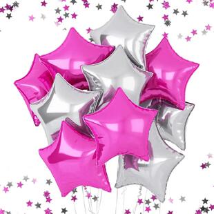 10 PCS 18-Inch Colorful Five-Pointed Star Foil Birthday Ball