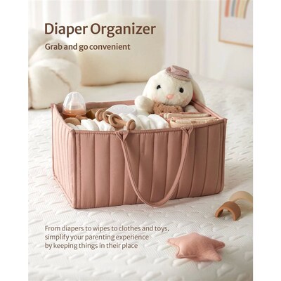 Baby Diaper Caddy Organizer, Baby Shower Basket for Girls Ba