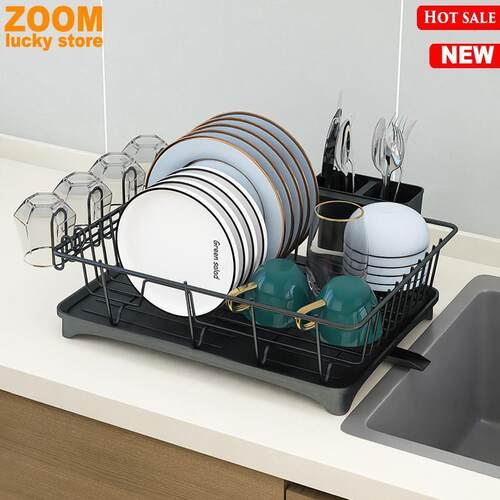 Stainless steel dish drying rack kitchen storage cup holder