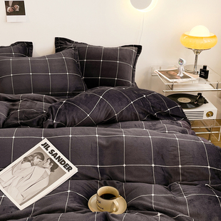 4pc bed duvet cover fitted sets set bedsheet fleece sheet