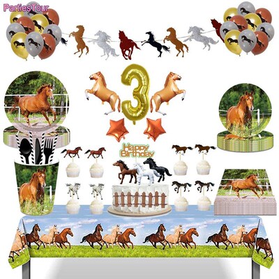 Horse Party Decor Disposable tableware Horse Party Plates Na