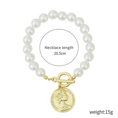 European and Korean fashion pearl brlet metal plate pendant